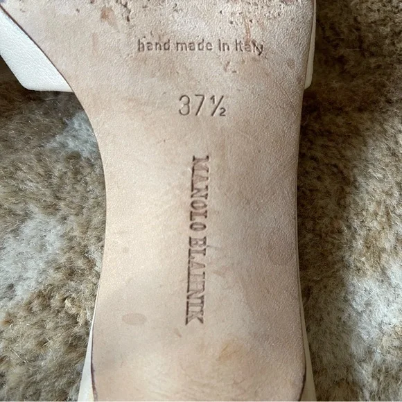 Manolo Blahnik Braided Leather Mule Slide Open Toe Kitten Heel Sandals Sz 37 1/2 - Picture 9 of 15